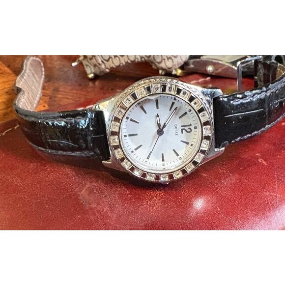 Women's 28mm Guess Watch, Silver Tone with Rhinestone Bezel, WR to 100M - Picture 2 of 5